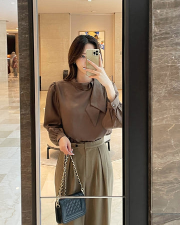 Cobolt Satin Tie Blouse